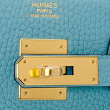 Hermes Blue Saint Cyr Clemence Birkin 30cm Gold Hardware