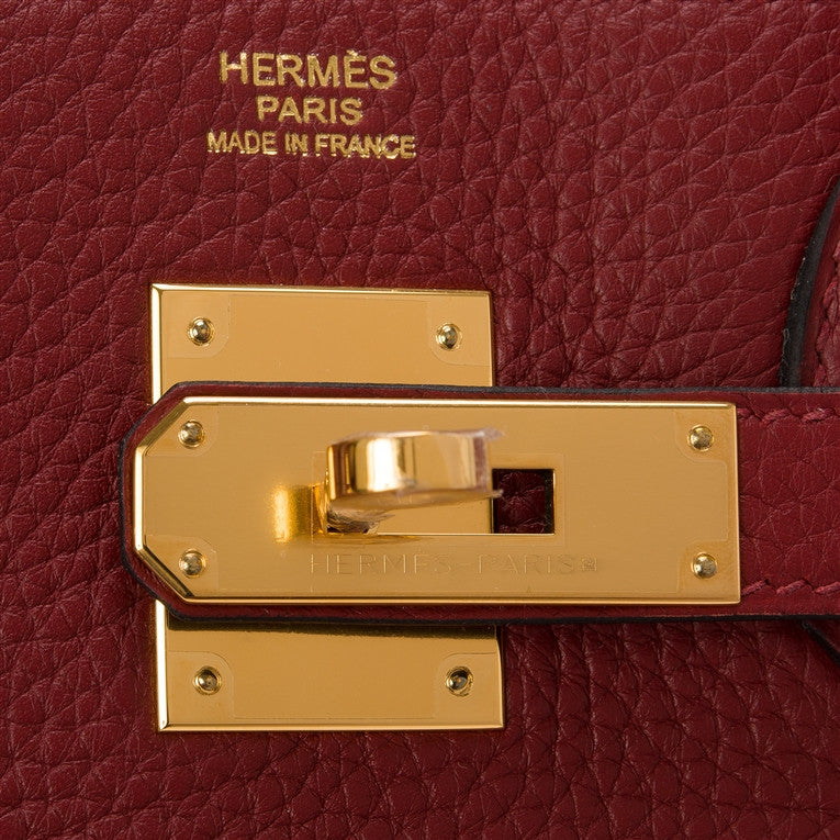 Hermes Rouge H Clemence Birkin 30cm Gold Hardware