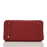 Hermes Rouge H Clemence Birkin 30cm Gold Hardware