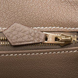 Hermes Etoupe Clemence Leather Birkin 35cm Gold Hardware