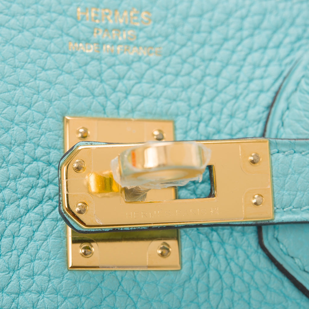 Hermes Blue Atoll Togo Birkin 25cm Gold Hardware