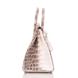 Hermes White Matte Niloticus Himalayan Crocodile Birkin 25cm