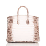 Hermes White Matte Niloticus Himalayan Crocodile Birkin 25cm