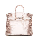 Hermes White Matte Niloticus Himalayan Crocodile Birkin 25cm