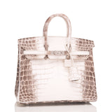 Hermes White Matte Niloticus Himalayan Crocodile Birkin 25cm