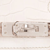 Hermes White Matte Niloticus Himalayan Crocodile Birkin 25cm