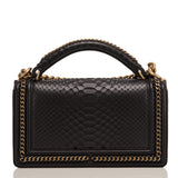 Chanel Black Python Medium Boy Bag with Handle