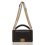 Chanel Black Python Medium Boy Bag with Handle