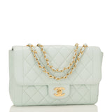 Chanel Vintage Light Turquoise Quilted Lambskin Flap Bag