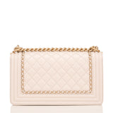Chanel White Calfskin New Medium \"Jacket\" Boy Bag