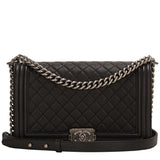 Chanel Black Quilted Caviar New Medium Boy Bag