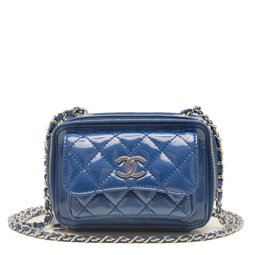 Chanel Blue Patent Pocket Box Mini Bag