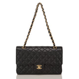 Chanel Black Quilted Caviar Medium Classic Double Flap Bag