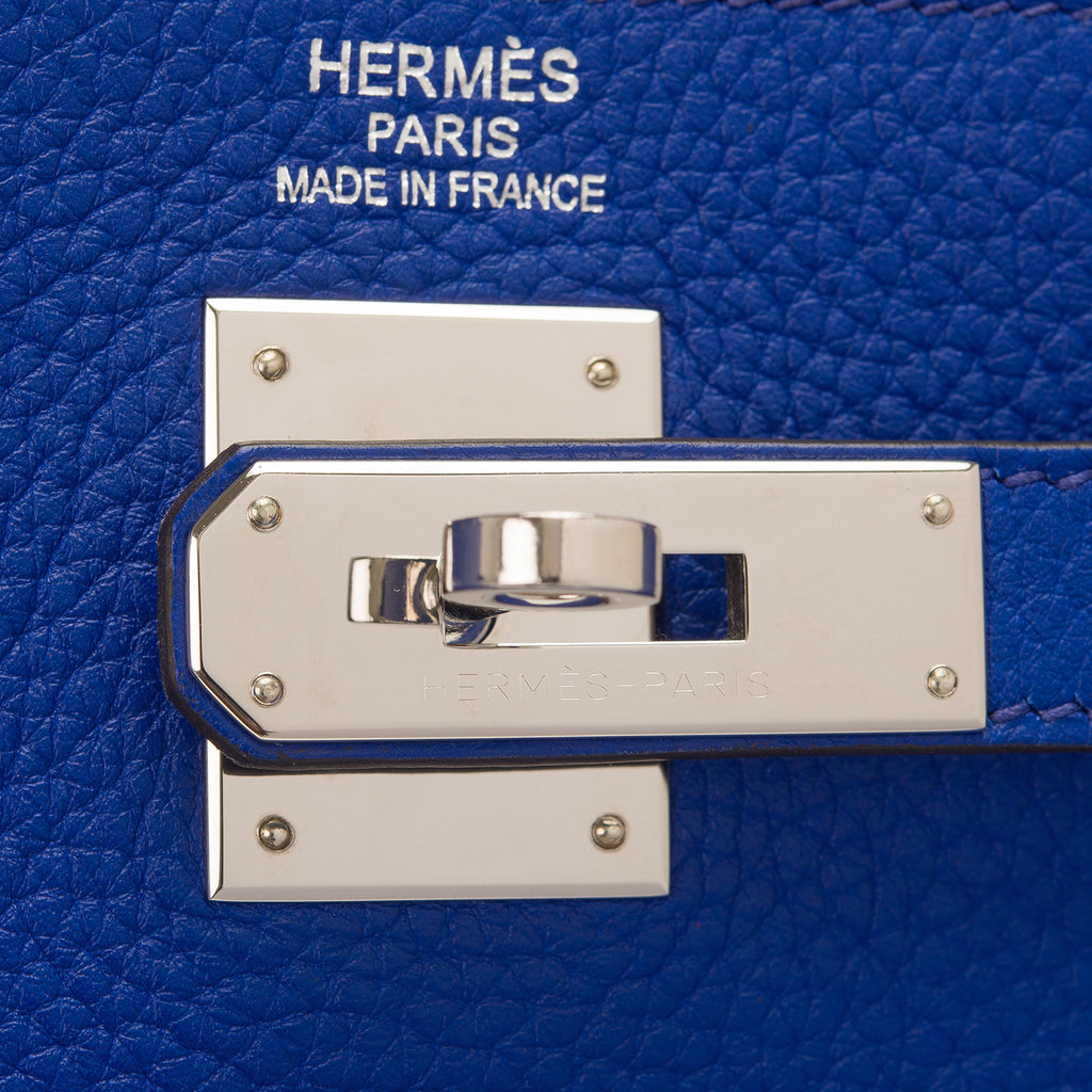 Hermes Electric Blue Togo Kelly Retourne 35cm Palladium Hardware