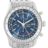 Breitling Navitimer World GMT Chronograph Blue Dial Watch A24322 Box