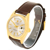 Rolex 18k Yellow Gold President Day-Date Silver Dial Mens Watch 1803