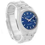 Rolex Date Stainless Steel Blue Dial Mens Watch 115200 Box Papers