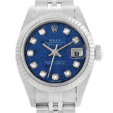 Rolex Datejust Ladies Steel White Gold Blue Sodalite Diamond Dial Watch 79174