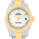 Rolex Datejust Ladies Steel Yellow Gold White Roman Dial Watch 179163