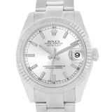 Rolex Datejust Midsize Steel 18k White Gold Silver Dial Watch 178274