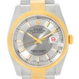 Rolex Datejust Steel 18K Yellow Gold Silver Tuxedo Dial Watch 116203