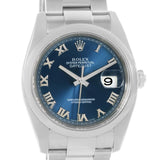 Rolex Datejust Steel Blue Roman Dial Oyster Bracelet Mens Watch 116200