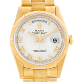 Rolex President Mens 18k Yellow Gold Bark Finish White Dial Watch 18248