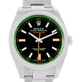 Rolex Milgauss Black Dial Green Crystal Steel Mens Watch 116400V