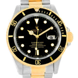 Rolex Submariner Steel 18K Yellow Gold Black Dial Mens Watch 16613