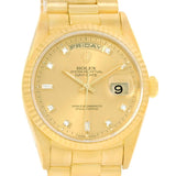Rolex President Day Date Mens 18k Yellow Gold Diamond Watch 118238