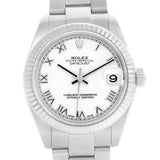 Rolex Datejust Midsize Steel 18k White Gold Automatic Watch 178274
