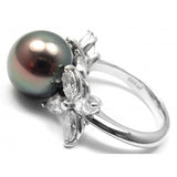 TIFFANY & CO VICTORIA PLATINUM DIAMOND LARGE TAHITIAN PEARL RING