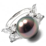 TIFFANY & CO VICTORIA PLATINUM DIAMOND LARGE TAHITIAN PEARL RING