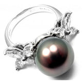 TIFFANY & CO VICTORIA PLATINUM DIAMOND LARGE TAHITIAN PEARL RING