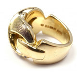 DE VROOMEN LONDON 18K YELLOW GOLD DIAMOND ENAMEL X RING