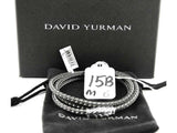 David Yurman Triple Wrap Chevron Silver Lock Gray Rope Bracelet