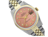 Rolex Datejust 16013 Two-Tone Salmon Pink Dial Fluted Bezel 36mm Mens Watch