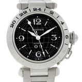 Cartier Pasha C GMT Mens Steel Black Dial Watch W31049M7