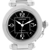 Cartier Pasha C Medium Black Dial Automatic Steel Watch W31076M7