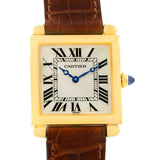 Cartier Tank Obus 18k Yellow Gold Brown Strap Quartz Watch