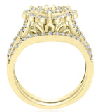 Heart Halo Diamond Ring With 74 Diamonds With 1 CTW. In 14 Karat Yellow Gold