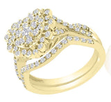 Heart Halo Diamond Ring With 74 Diamonds With 1 CTW. In 14 Karat Yellow Gold