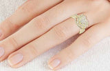 Heart Halo Diamond Ring With 74 Diamonds With 1 CTW. In 14 Karat Yellow Gold