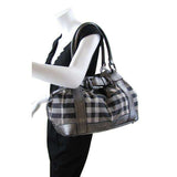 Burberry Grey Shimmer Check Canvas Beaton Tote Bag