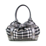 Burberry Grey Shimmer Check Canvas Beaton Tote Bag