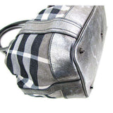 Burberry Grey Shimmer Check Canvas Beaton Tote Bag