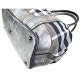 Burberry Grey Shimmer Check Canvas Beaton Tote Bag