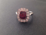 3.16 Carat Unheated Vietnamese Cushion Cut Ruby Ring