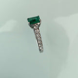 1.14 carat emerald cut COLUMBIAN EMERALD and Diamond ring.