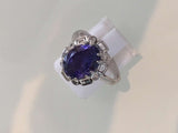 4.56 carat Royal blue D block TANZANITE & DIAMOND RING.